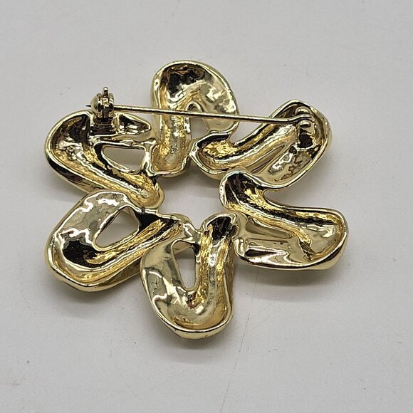 VTG Gold Tone Twisted Star Flower Pin Brooch - Picture 3 of 6